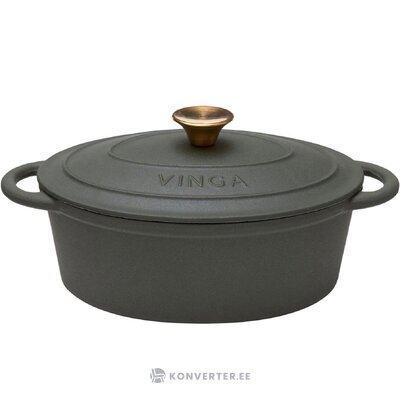 Green cast iron pot with a monte (awesome) beauty flaw