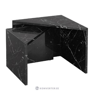 A set of coffee tables with imitation black marble (Vilma) with a beauty flaw