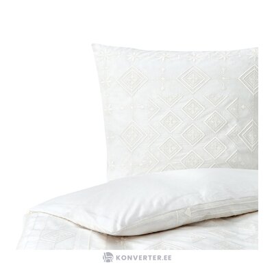 Белый комплект постельного белья из хлопка с вышивкой из 2-х предметов (Элен) целиком
