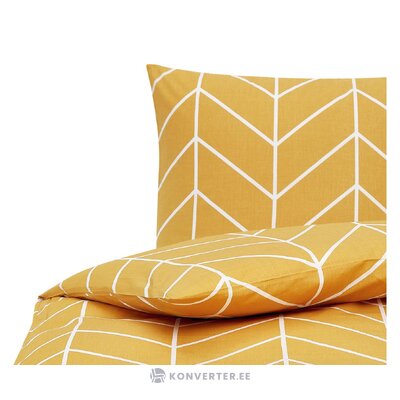 Dzeltena raksta kokvilnas gultas veļas komplekts 2-daļīgs (mirja) neskarts