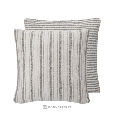 Gray striped cotton reversible pillowcase (lindsey) 45x45