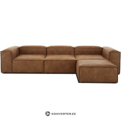 Brown leather modular sofa (Lennon) intact