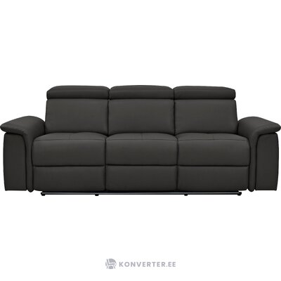 Pilkos spalvos odinė 3-vietė sofa su atsipalaidavimo funkcija stiliaus vietomis pareli visuma