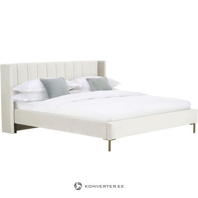 Šviesiai pilka aksominė lova 200x200cm (sutemus)