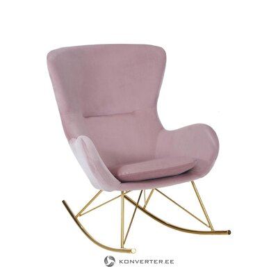Rožinė aksominė supamoji kėdė (sparnas)