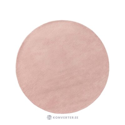 Светло-розовый шерстяной круглый ковер согнутый (бенута)d=150 цел.