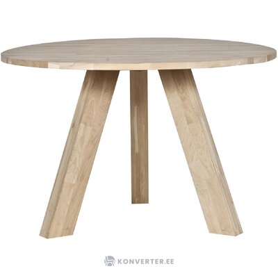 Apvalus medžio masyvo pietų stalas rhonda (mediena) d=129 su grožio defektu