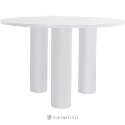 Balta, spīdīga apaļa pusdienu galda kolete (pastila) d=120 ar kosmētiskiem defektiem
