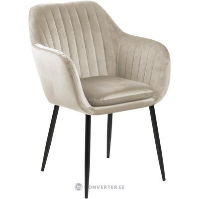 Šviesiai pilka aksominė kėdė Emilia (actona) su grožio trūkumais.