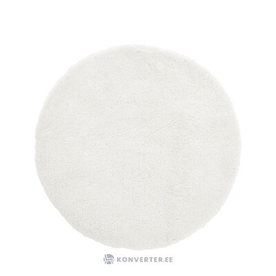 Cream round fluffy rug (leighton)d=200 heavily soiled