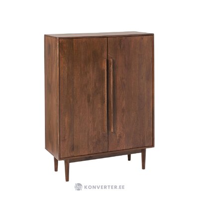 Dark brown solid wood cabinet (paul) with cosmetic flaws.