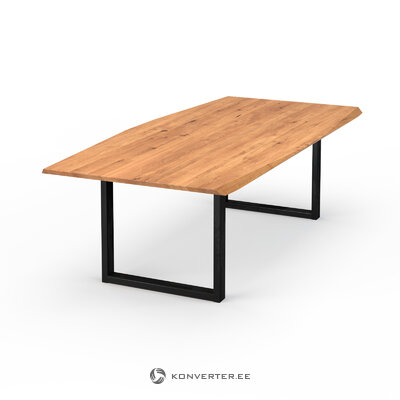 Большой обеденный стол из массива дерева коричневый дикий дуб (бодаль)