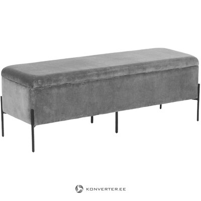 Gray velvet bench with storage (harper) (broken, hall sample)