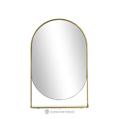 Sieninis veidrodis auksiniu rėmeliu ir marmurine lentyna (verena) 60x90 su kosmetiniais defektais.