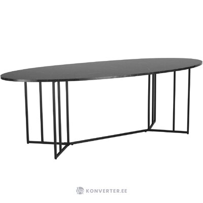Black oval dining table with imitation marble (luca)