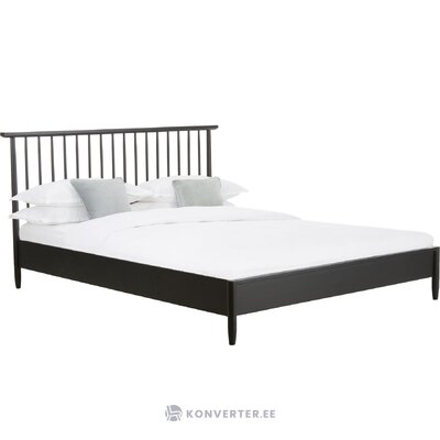 Melna masīvkoka gulta ar galvgali (Windsor) 160x200