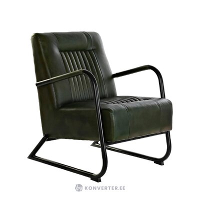 Zaļš ādas krēsls xerxes (detaļas priekšmets) ar skaistuma trūkumu