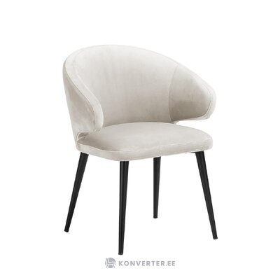 Smėlio spalvos aksominė kėdė (celia) su kosmetiniu defektu