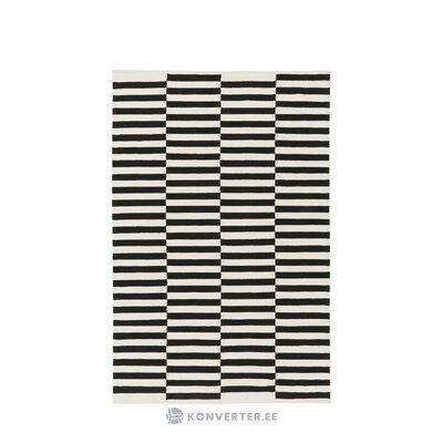 Black and white patterned wool carpet (donna) 200x300 with a beauty flaw