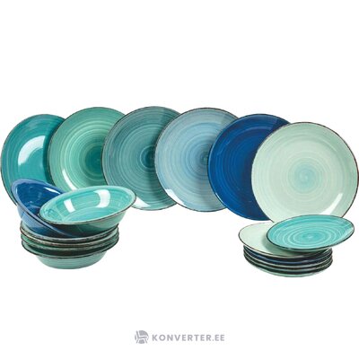 Colorful dinnerware set 18 pieces aqua (villa d&#39;este) intact