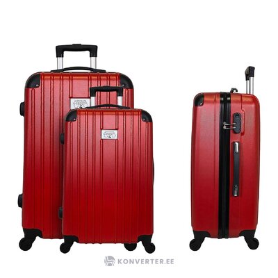 Raudonas kelioninių lagaminų rinkinys 3 vnt po keturis (isds) visas