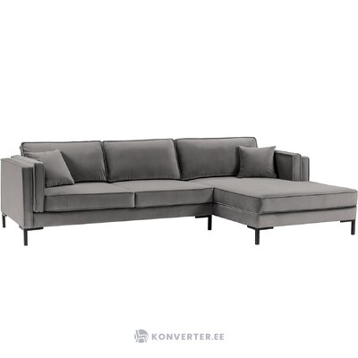 Pilkos spalvos aksominė kampinė sofa luis (besolux) nepažeista