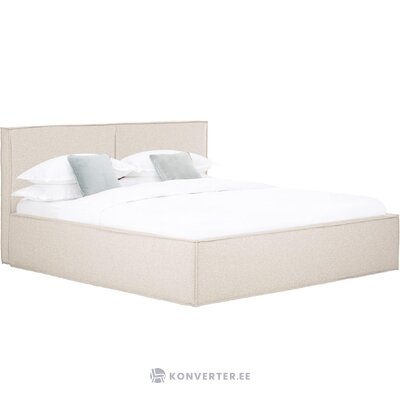 Smėlio spalvos lova su saugykla (svajonė) 200x200 su grožio trūkumu