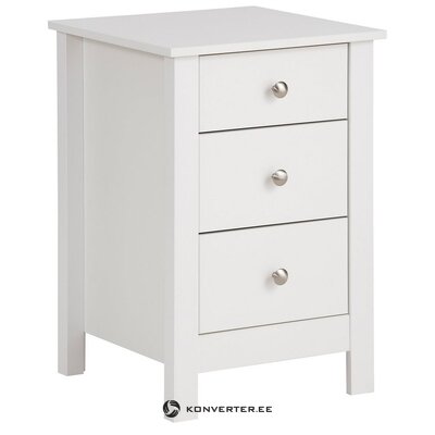 White bedside table with 3 drawers
