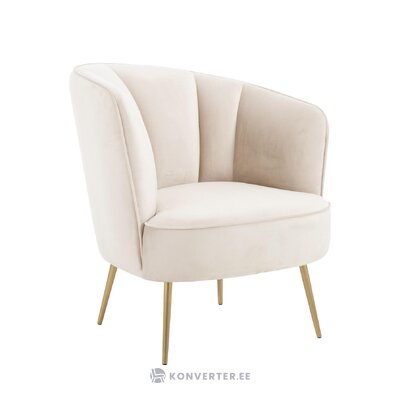 Beige velvet armchair (louise) with cosmetic defects
