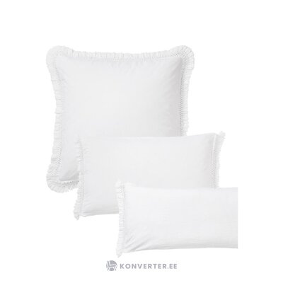Baltas medvilninis pagalvės užvalkalas su kutais (abra) 80x80 visas