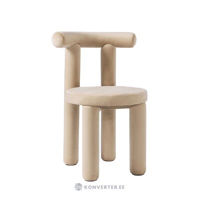 Smėlio spalvos aksominė kėdė (calan) nepažeista