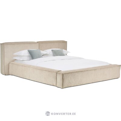 Smėlio spalvos aksominė lova su saugykla (lennon) 180x200 nepažeista