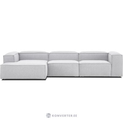 Vaaleanharmaa iso modulaarinen sohva ottomaanilla (Lennon) ehjä
