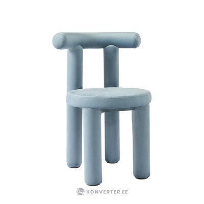 Gaiši zila dizaina samta krēsls (calan) neskarts