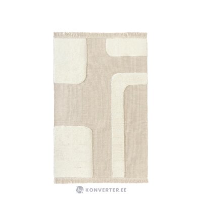 Light beige carpet with high-low pattern and fringes (wave) 160x230 whole