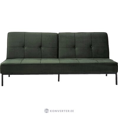Green velvet sofa bed (actona) with beauty flaw