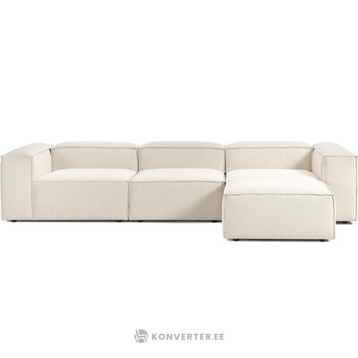 Šviesi didelė modulinė sofa su pufas (Lennon) 327cm su grožio defektu