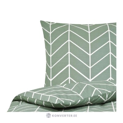Green-white patterned cotton bedding set 2-piece (mirja) complete
