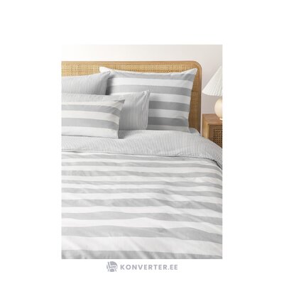 Grey-white striped cotton blanket bag (lorena) 135x200