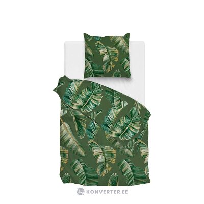 Зеленый атласный комплект постельного белья с мотивом листьев, 2 предмета (аланцо), целое
