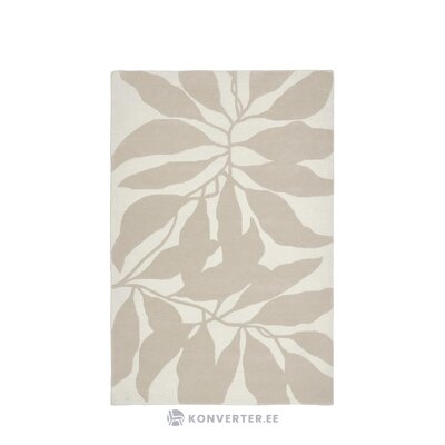Light gray wool carpet with a leaf pattern (lando) 200x300