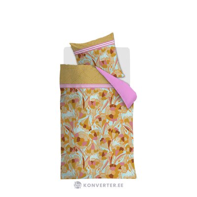 Комплект постельного белья из хлопка бежевого цвета с цветочным узором, 2 предмета, гвоздика (маслянистый), цельный