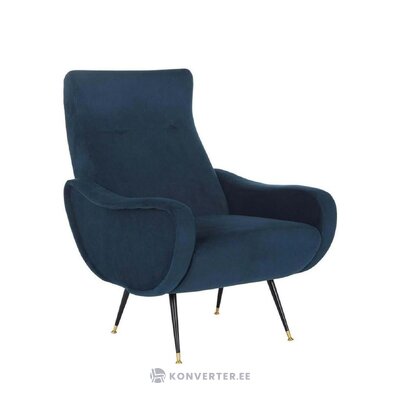 Dark blue design velvet armchair elicia (safavieh) with beauty flaw