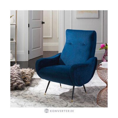 Dark blue design velvet armchair elicia (safavieh) with beauty flaw