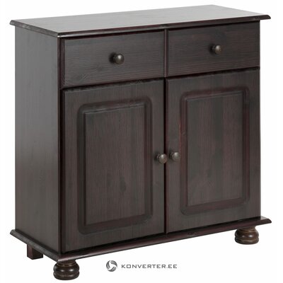 Low dark solid wood cabinet with drawer and 2 doors