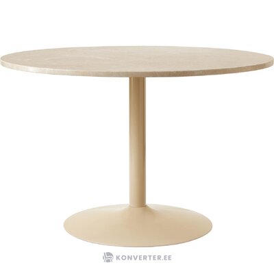 Smėlio spalvos ovalus marmurinis pietų stalas (miley) 90x120 stiprių grožio trūkumų