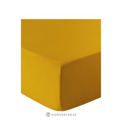 Garstyčių geltonumo medvilninė patalynė su elastine (biba) 180x200 visa