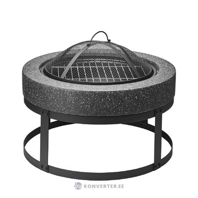 Black metal fireplace with grill function 50.5×50.5×37 cm (lorenzo)