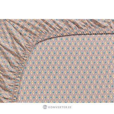 Krāsains rakstains kokvilnas palags ar gumijas marķīzi (gultas mājiņa) 140x200 vesels