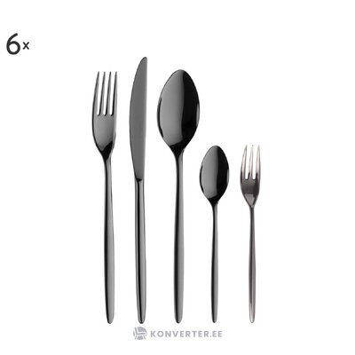 Black cutlery set 30 pieces olivia (pinti inox) intact